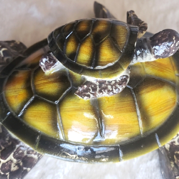 Vintage Ceramic Mother And Baby Sea Turtle Trinket - Picture 9 of 13